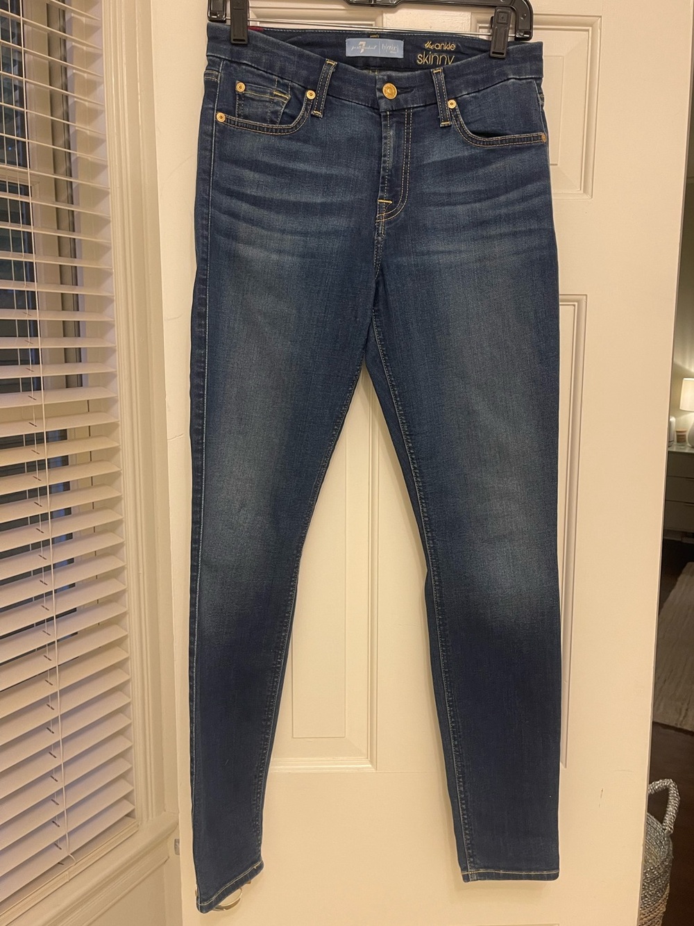 7 For All Mankind Women’s Ankle Skinny Jeans in Blue Wash